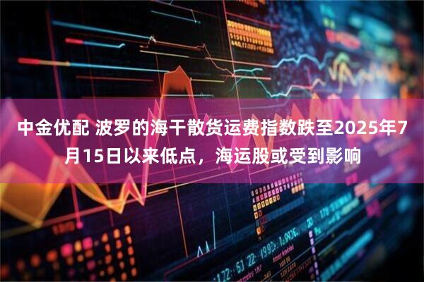 中金优配 波罗的海干散货运费指数跌至2025年7月15日以来低点，海运股或受到影响
