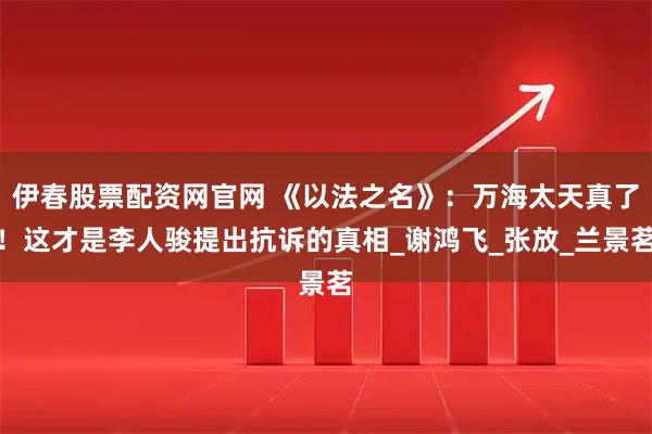 伊春股票配资网官网 《以法之名》：万海太天真了！这才是李人骏提出抗诉的真相_谢鸿飞_张放_兰景茗